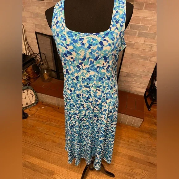 Susan Graver Petite Printed Liquid Knit Maxi Dress Small Petite - Picture 1 of 9